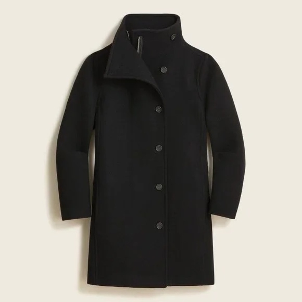 J Crew Villa coat In Italian Stadium-Cloth Wool Black size 2